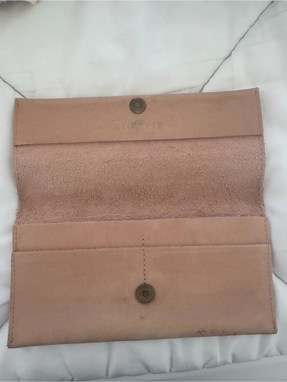 Light rose wallet real leather